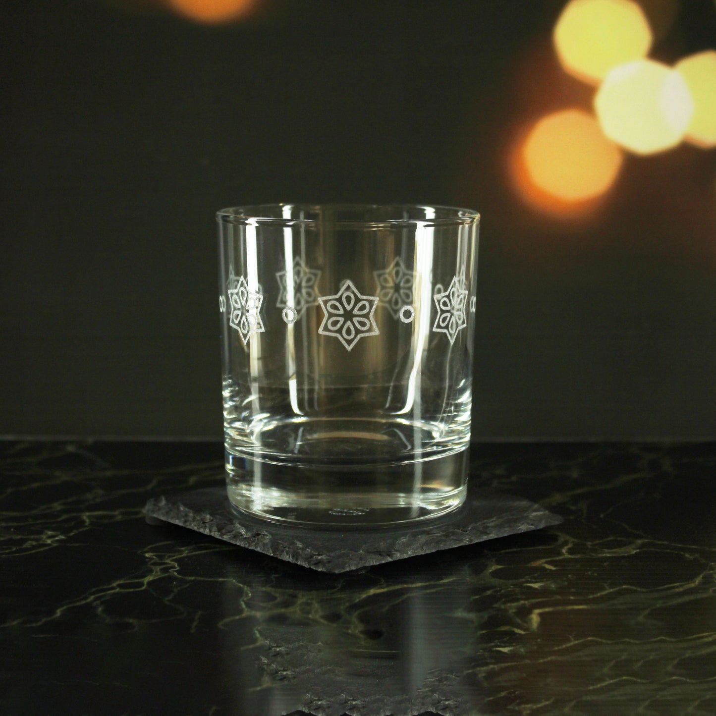 Engraved Stars Pattern Set of 4 Whiskey 11.5oz Glasses Image 3