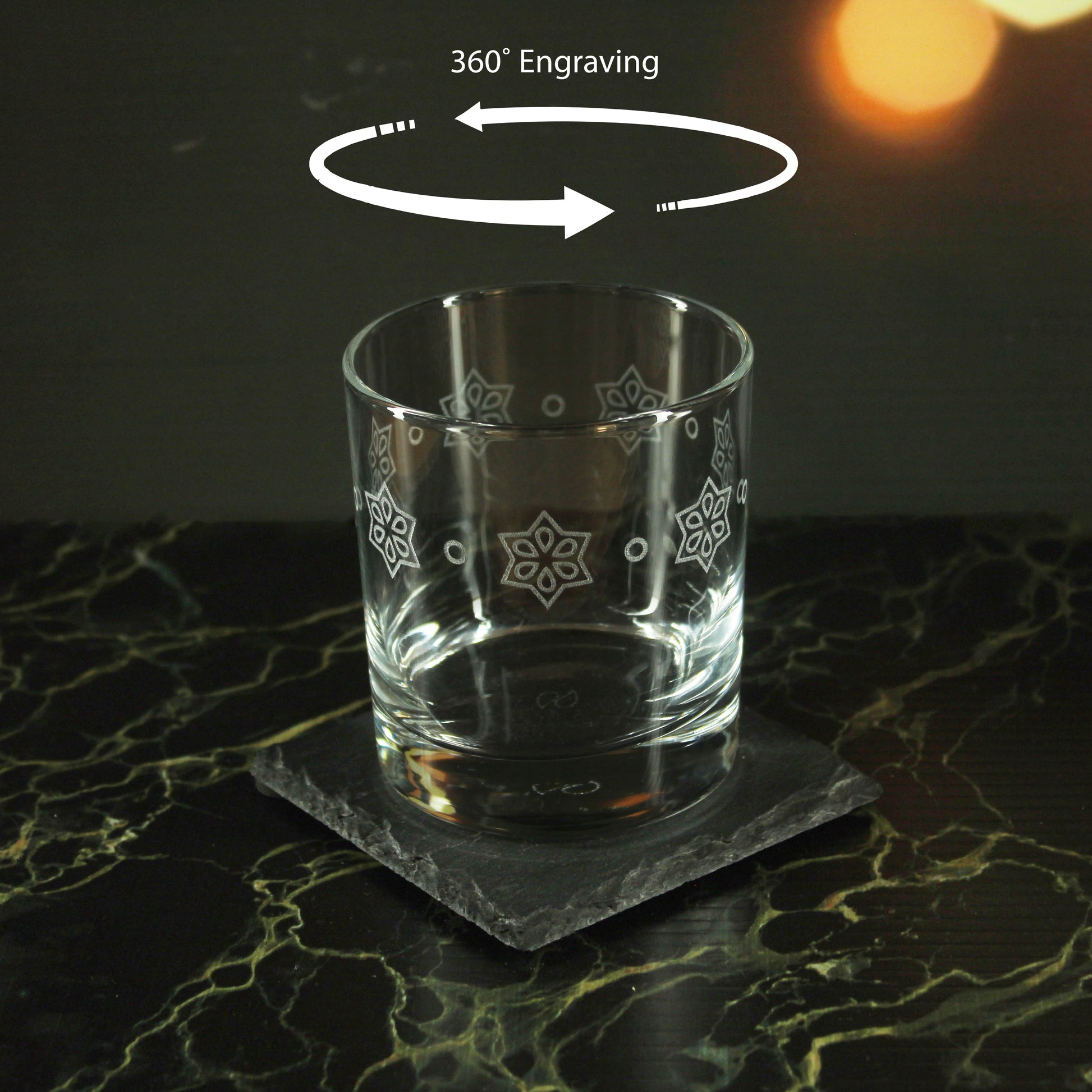 Engraved Stars Pattern Set of 4 Whiskey 11.5oz Glasses Image 4