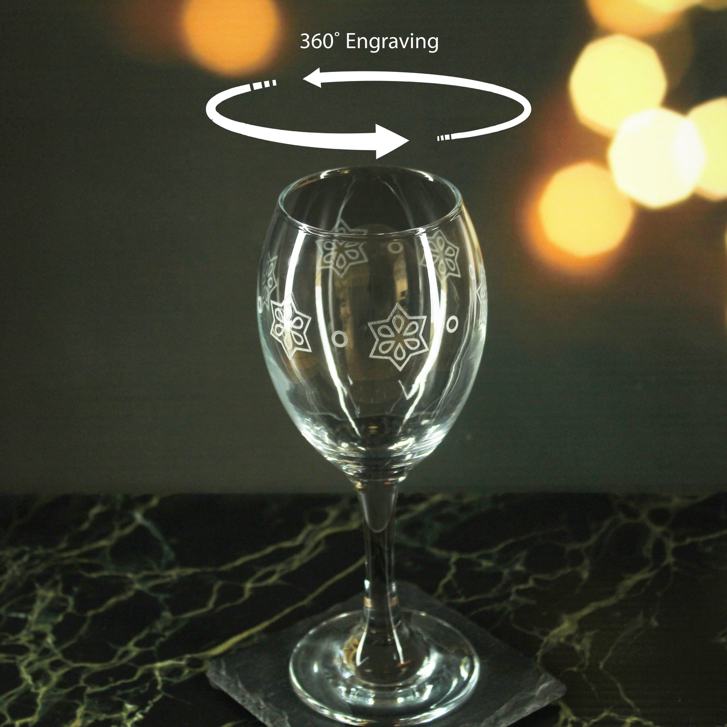 Engraved Stars Pattern Pure Wine Set of 4 11oz Glasses Image 4