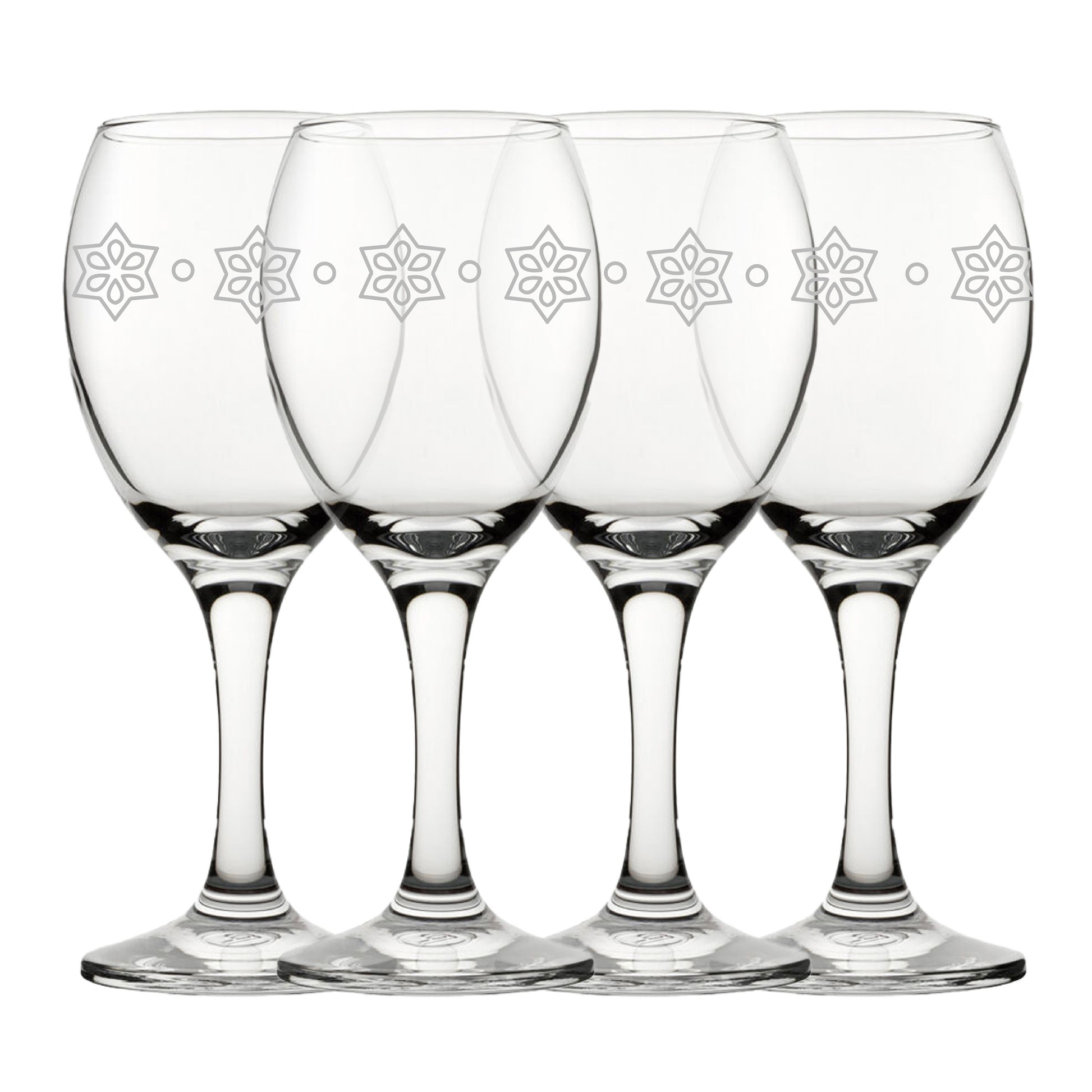 Engraved Stars Pattern Pure Wine Set of 4 11oz Glasses Image 2