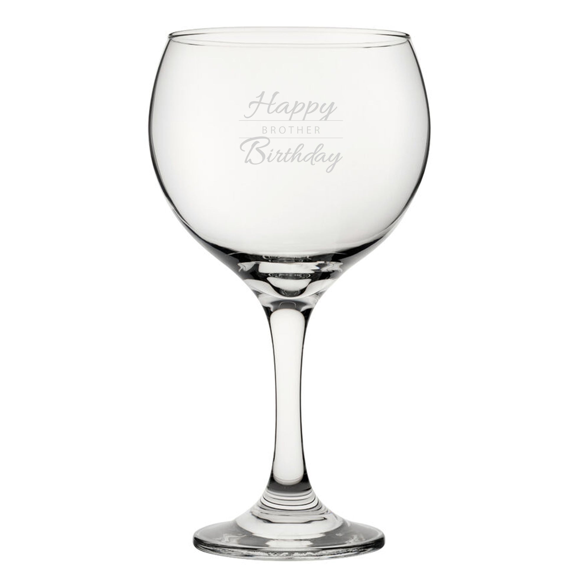 Happy Birthday Brother Modern Design - Engraved Novelty Gin Balloon Cocktail Glass Image 2