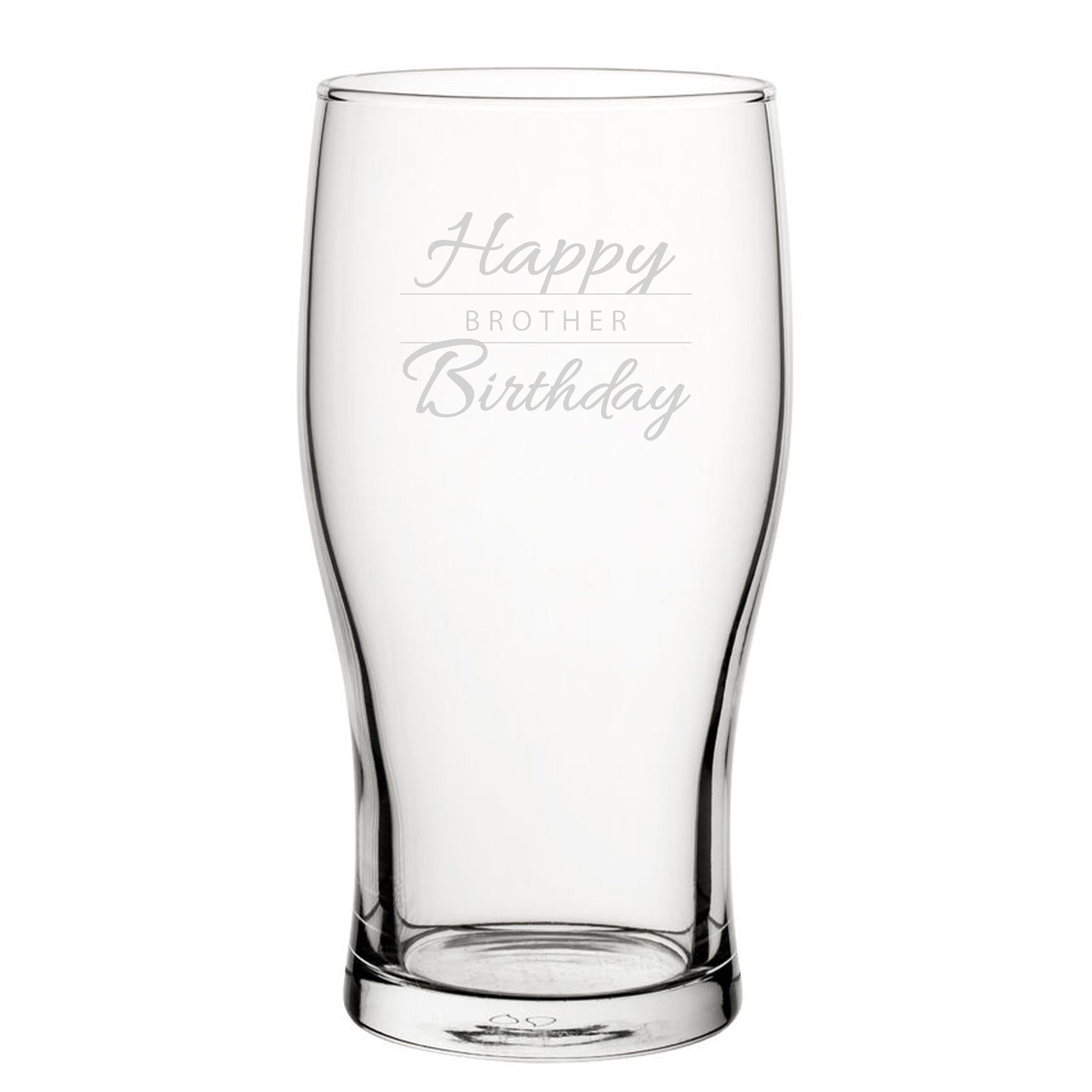 Happy Birthday Brother Modern Design - Engraved Novelty Tulip Pint Glass Image 2