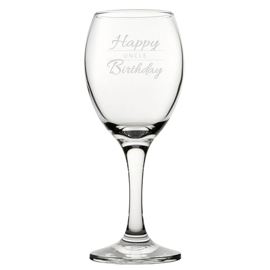 Happy Birthday Uncle Modern Design - Engraved Novelty Wine Glass Image 1