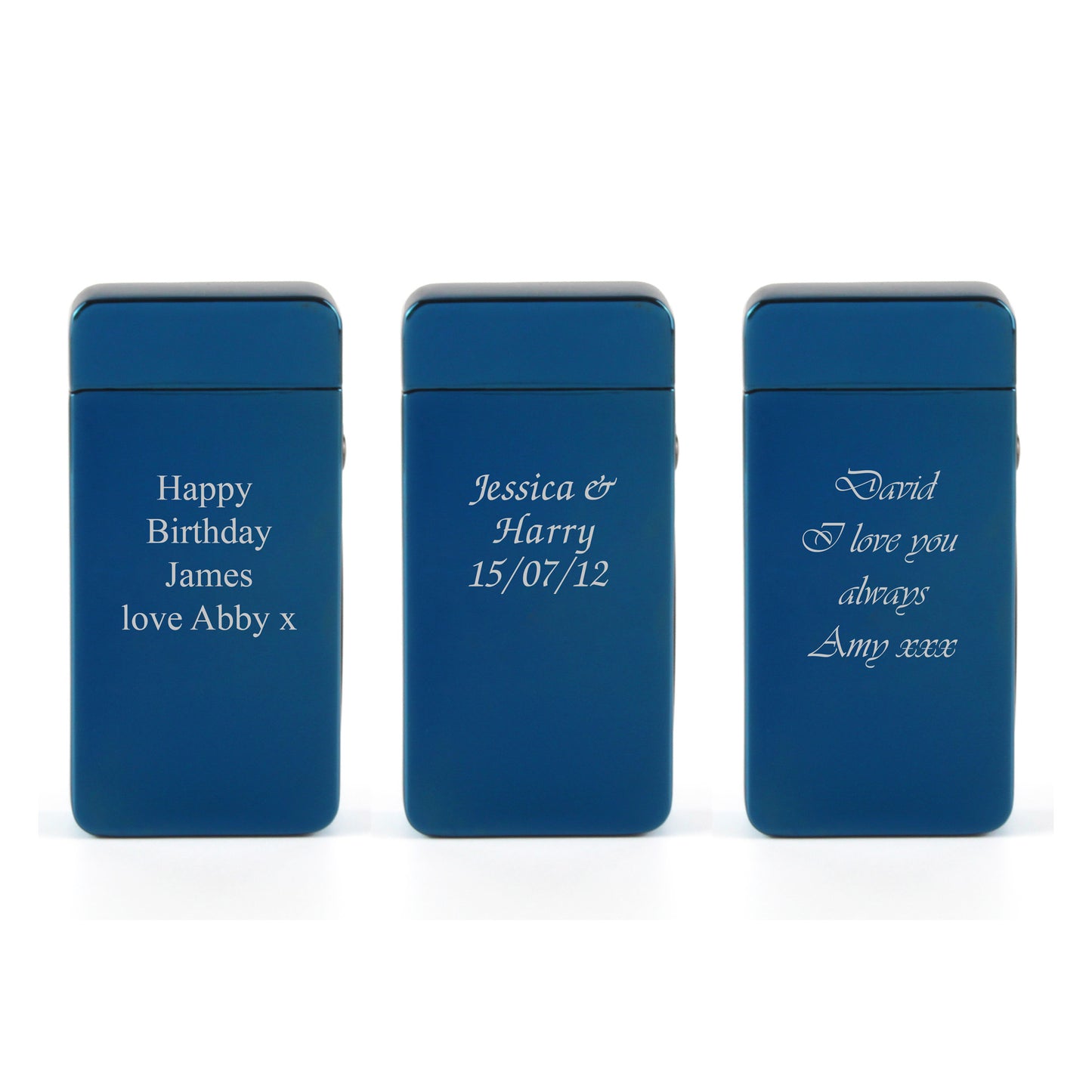 Engraved Electric Arc Lighter, Blue, Any Message, Gift Boxed Image 4