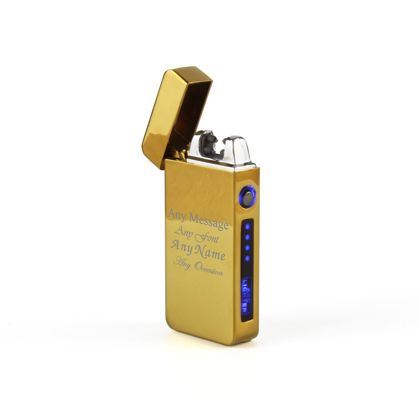 Engraved Electric Arc Lighter, Gold, Any Message, Gift Boxed Image 3