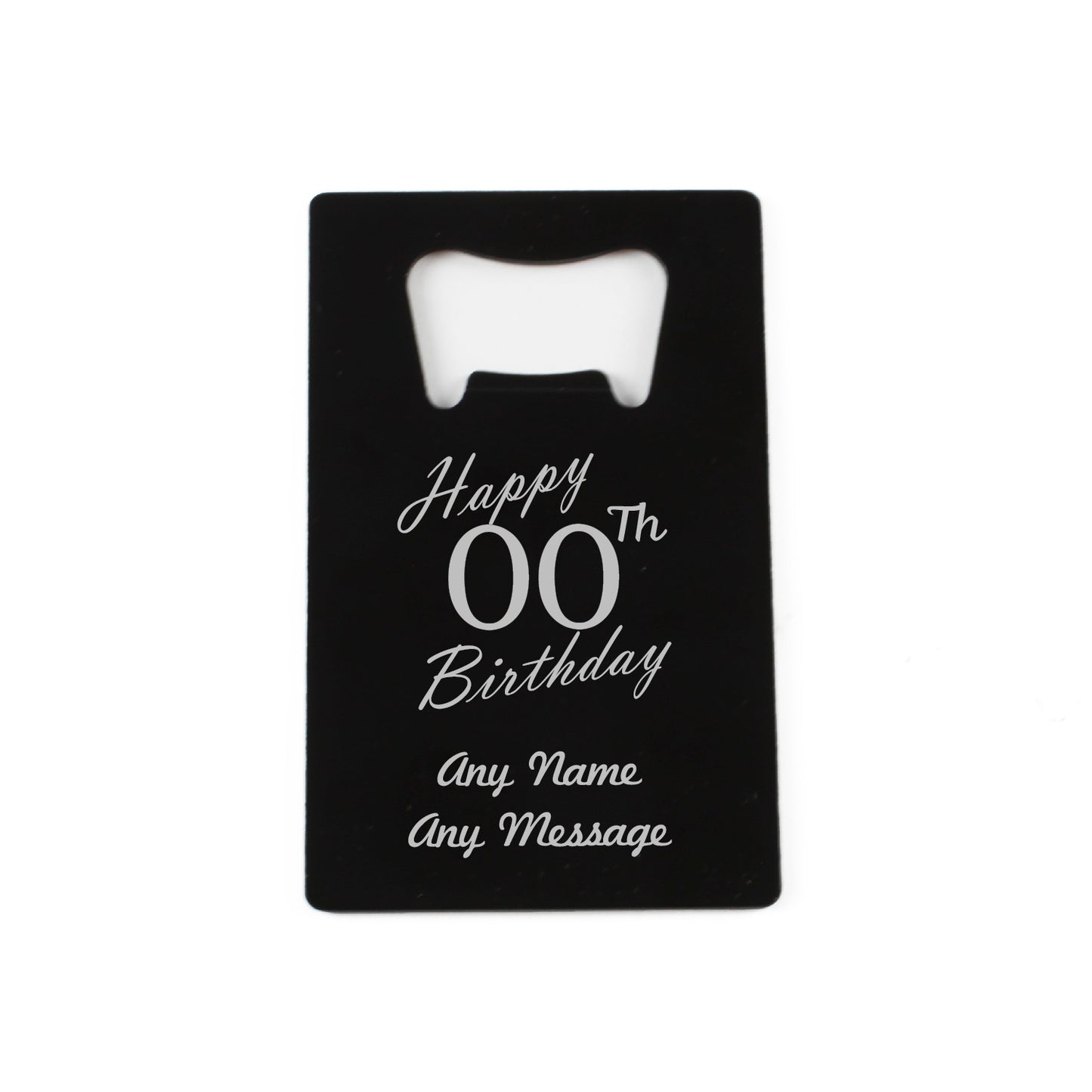 Engraved Portable Wallet Card Bottle Opener Black Happy Custom Number Birthday Image 4