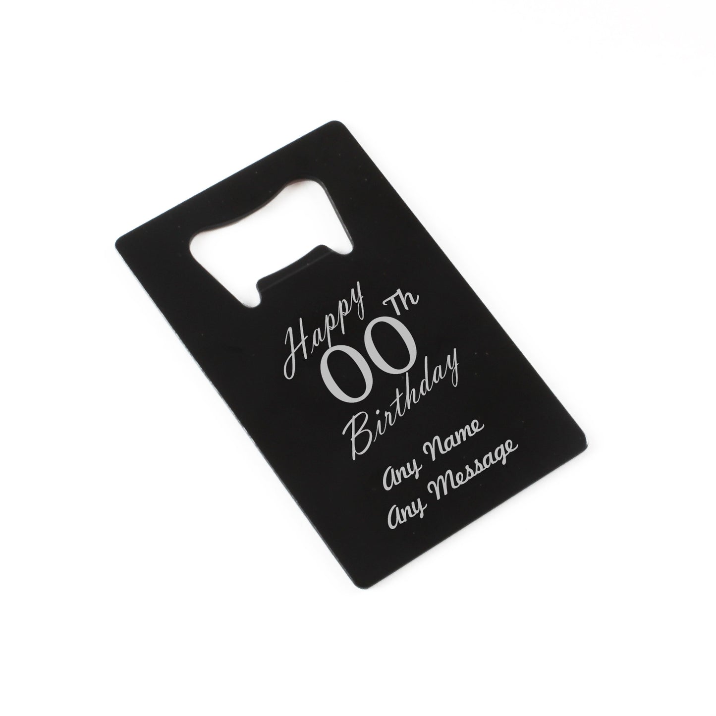 Engraved Portable Wallet Card Bottle Opener Black Happy Custom Number Birthday Image 2