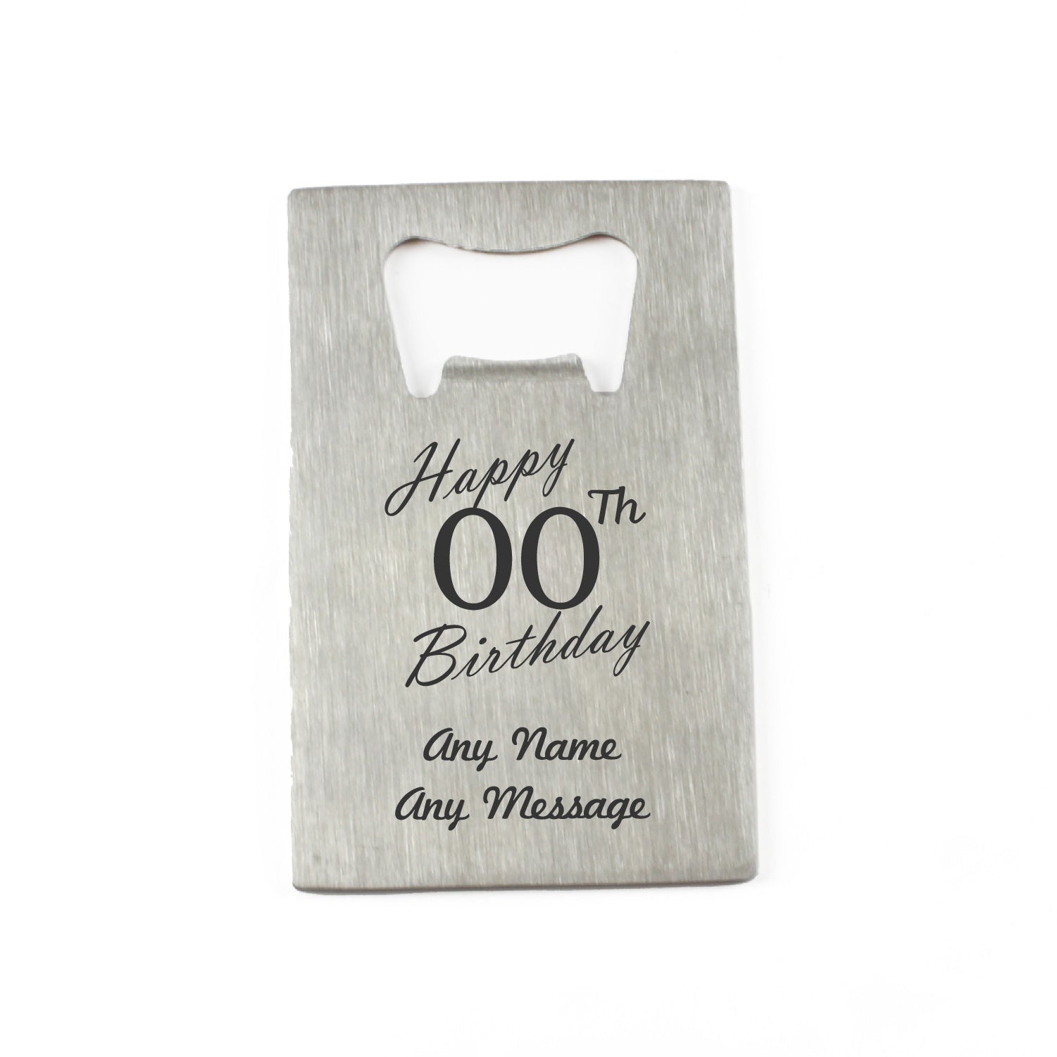 Engraved Portable Wallet Card Bottle Opener Steel Happy Custom Number Birthday Image 4