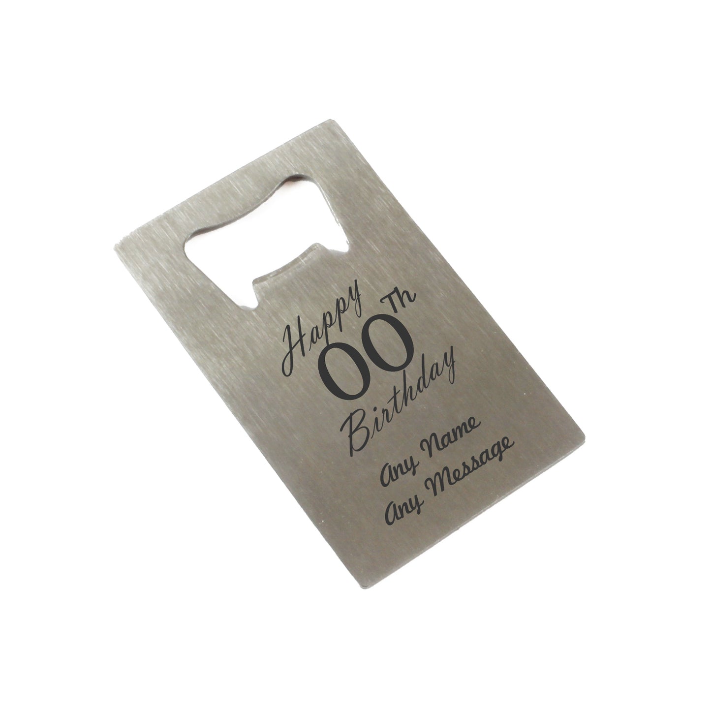 Engraved Portable Wallet Card Bottle Opener Steel Happy Custom Number Birthday Image 2