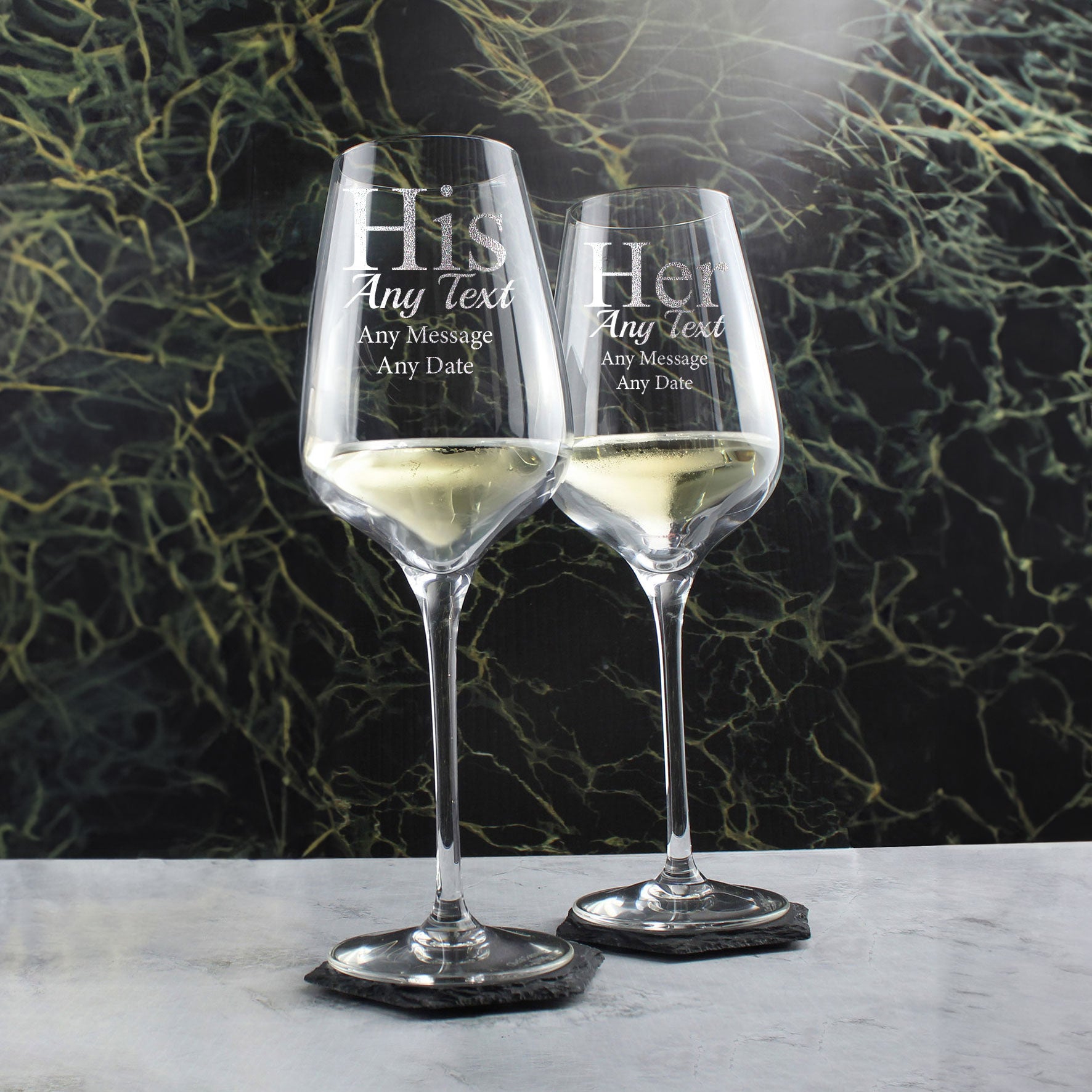 Engraved His and Hers Sublym Wine Glasses, 15.8oz/450ml, Gift Boxed Image 4