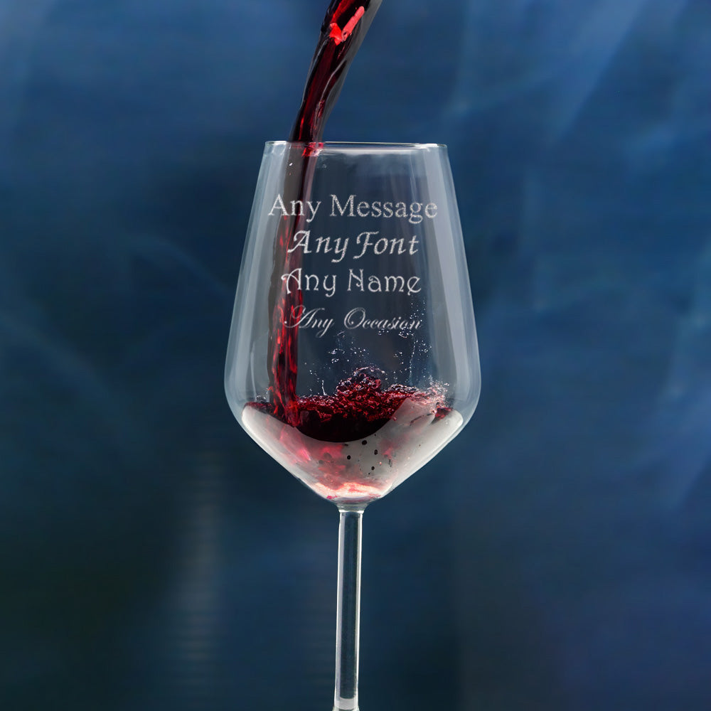 Engraved Red Wine Glass, Allegra 490ml Glass, Gift Boxed Image 4