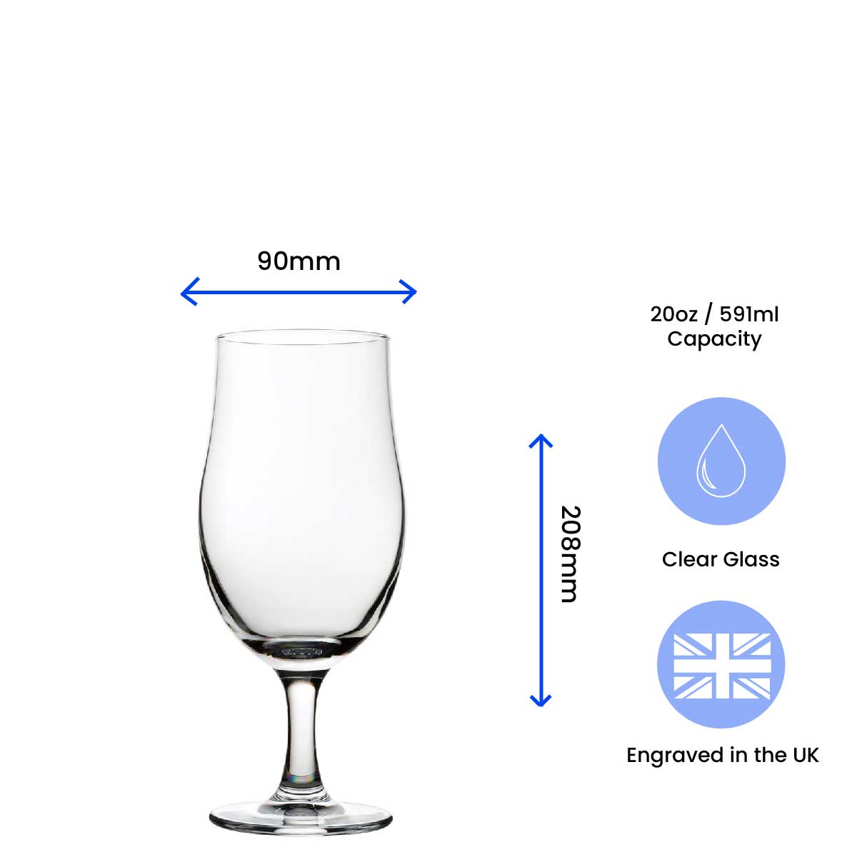 Engraved Stemmed Pint Glass with Name's Cider Glass Design Image 3